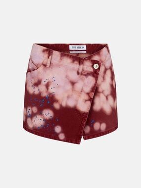 NWT THE ATTICO EUDRA PINK BURGUNDY AND BLUE PAINT SPLATTER MINI SKIRT
